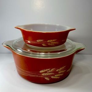 Pyrex Autumn Harvest Nesting Casserole x 2